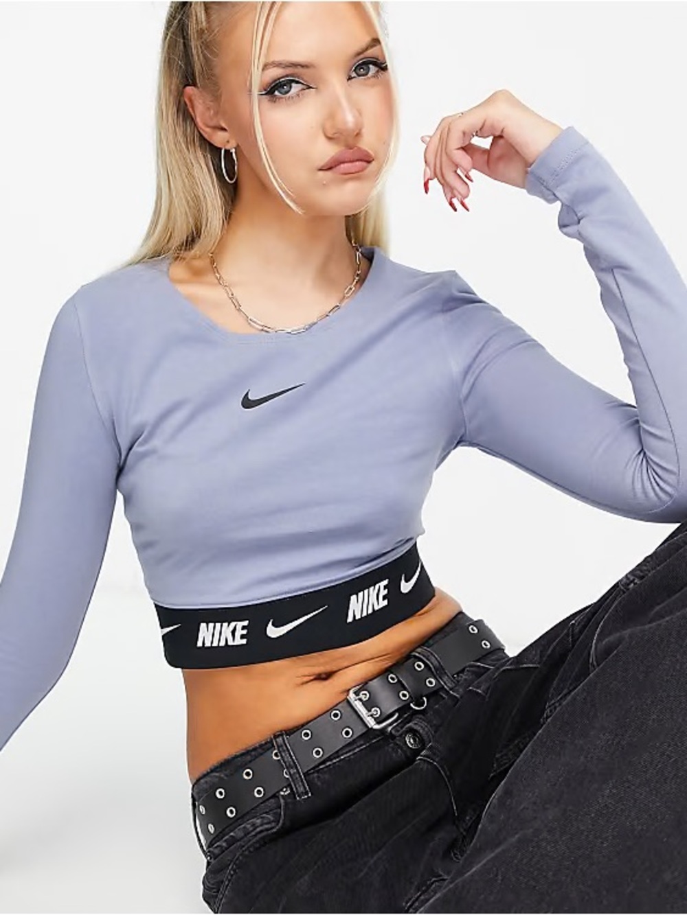 New Nike Nsw Tape Cropped Long Sleeve Top